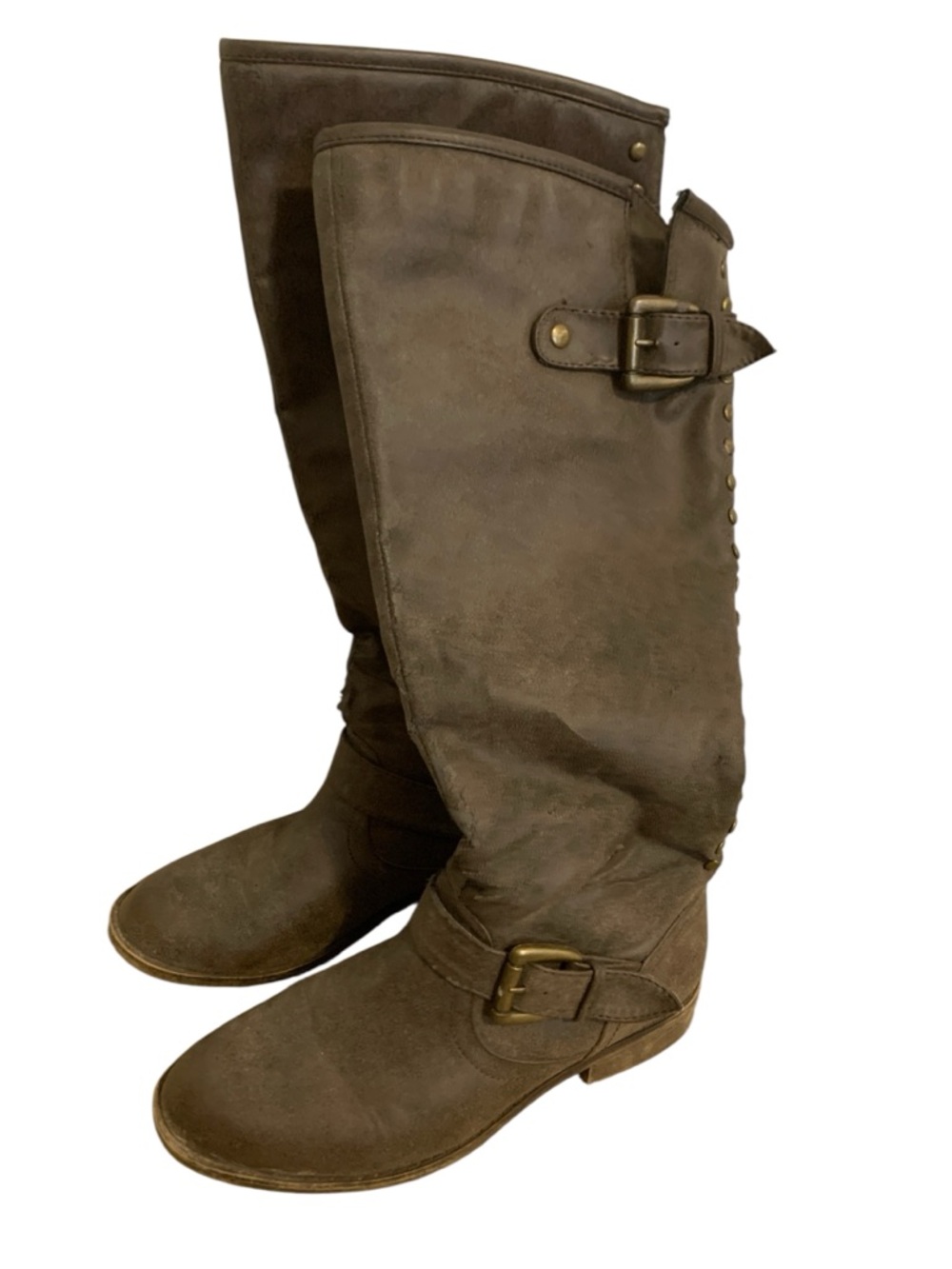 Madden Girl Brown Over the Knee Boots Cactus 7.5 with Buckle Straps distressed